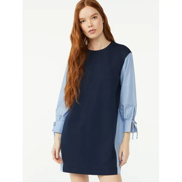 Free Assembly Women's Terry Mixed Blouson Dress | Walmart (US)