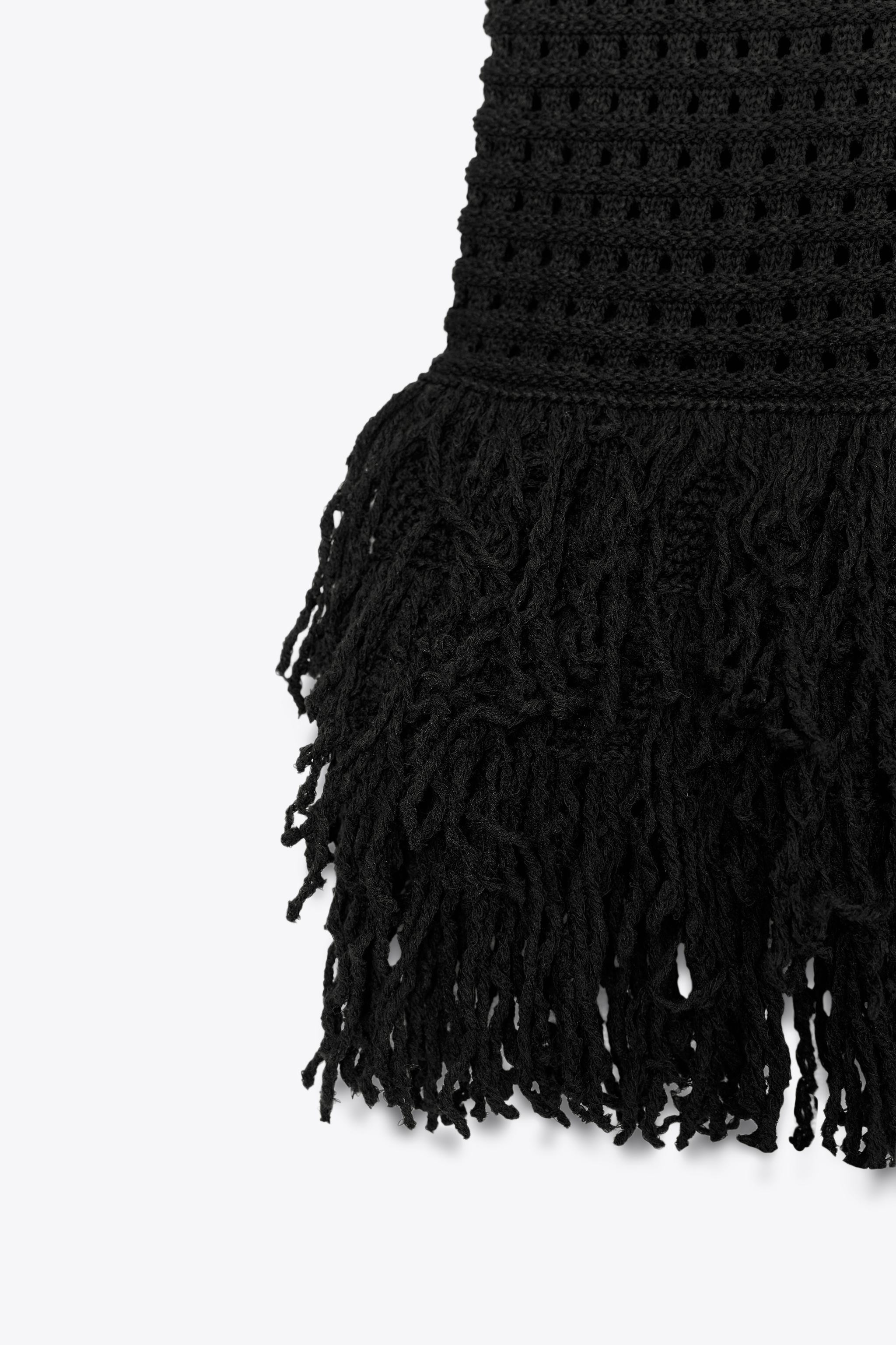FRINGED CHECK KNIT TOP | Zara US
