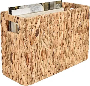 StorageWorks Hand-Woven Magazine Holder, Magazine Wicker Basket for Bathroom, Office, Rattan Maga... | Amazon (US)
