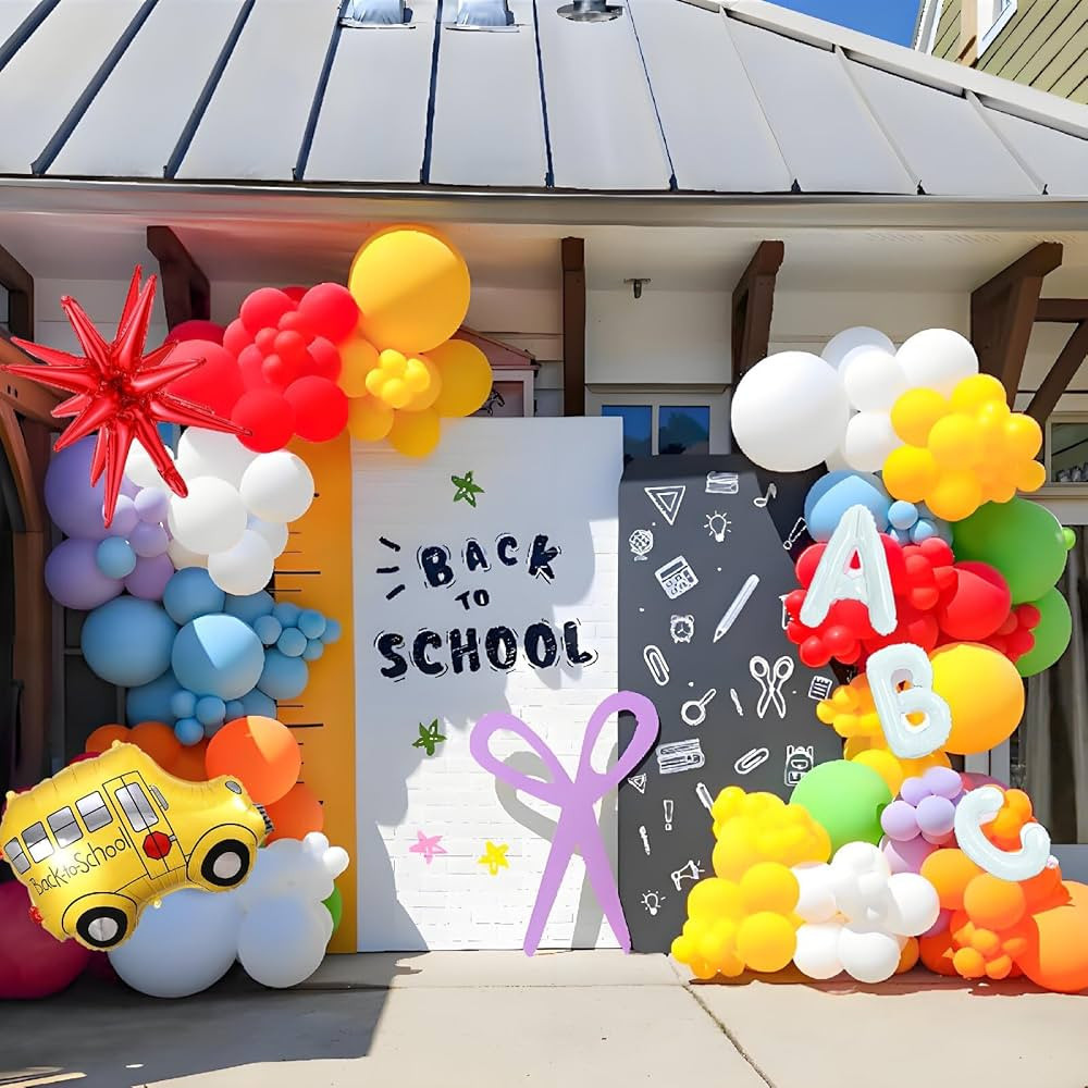 Back to School Party Decorations, 158Pcs Welocme Back to School Rainbow Balloon Arch with School ... | Amazon (US)