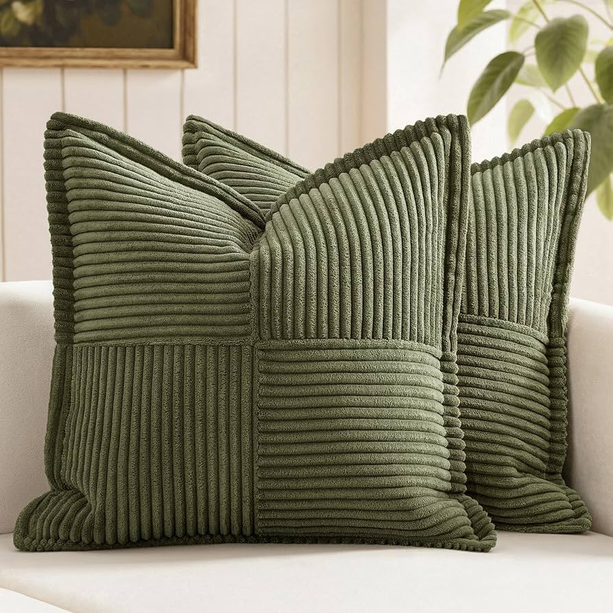 MIULEE Spring Decorative Throw Pillow Covers for Couch Bed Livingroom 18x18 Inch Set of 2 Olive G... | Amazon (US)