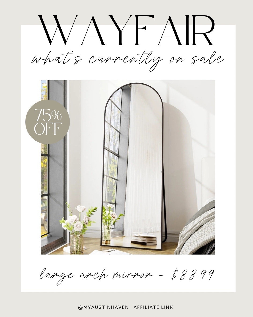 Daily Deal ✨ 75% off this beautiful arch full length mirror! Only $88.99!

Wayfair Sale, Large Mirror, Arched Mirror, Wayfair Deals

#LTKHome #LTKSaleAlert