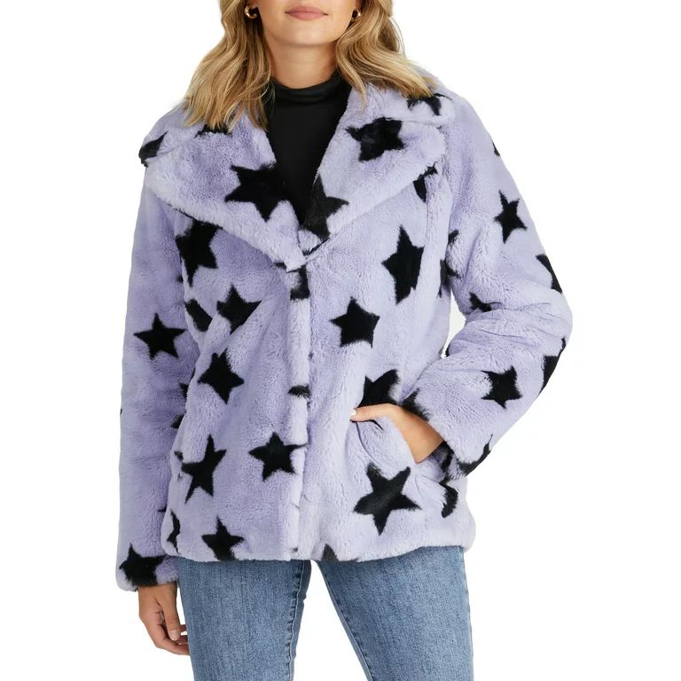 NVLT Women's Star Faux Fur Coat | Walmart (US)