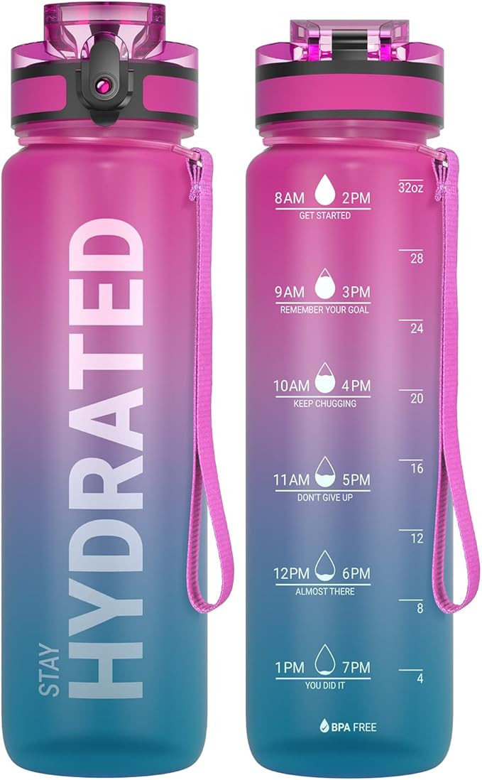 Sahara Sailor Water Bottles, 32oz Motivational Sports Water Bottle with Time Marker - Times to Dr... | Amazon (US)