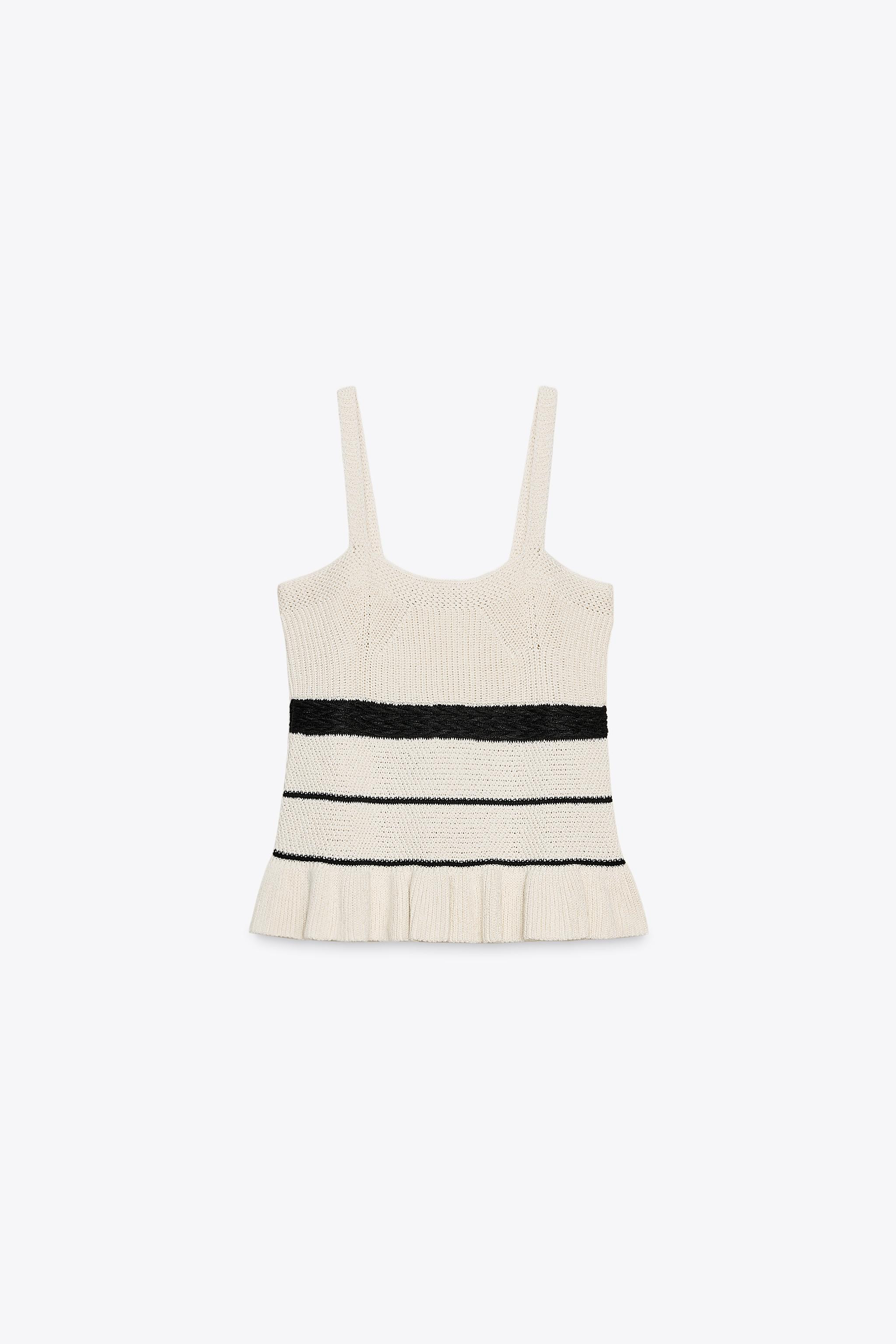 TEXTURED KNIT SPAGHETTI STRAP TOP | Zara US