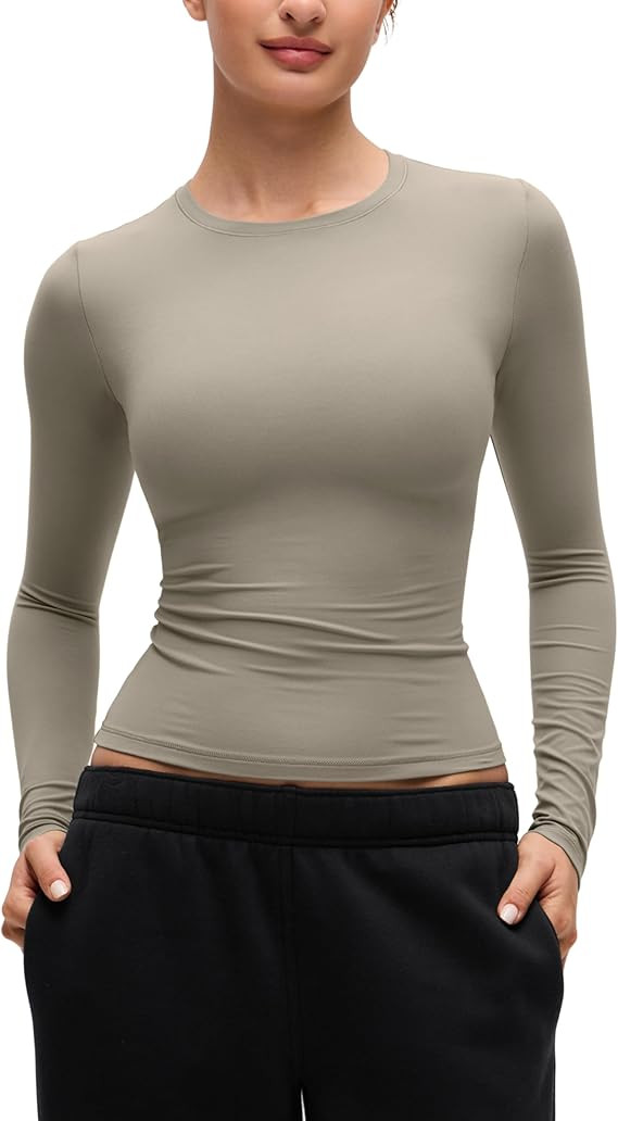 CRZ YOGA Softembrace Crewneck Long Sleeve Shirts for Women - Casual Going Out Tops Soft Basic Fit... | Amazon (US)