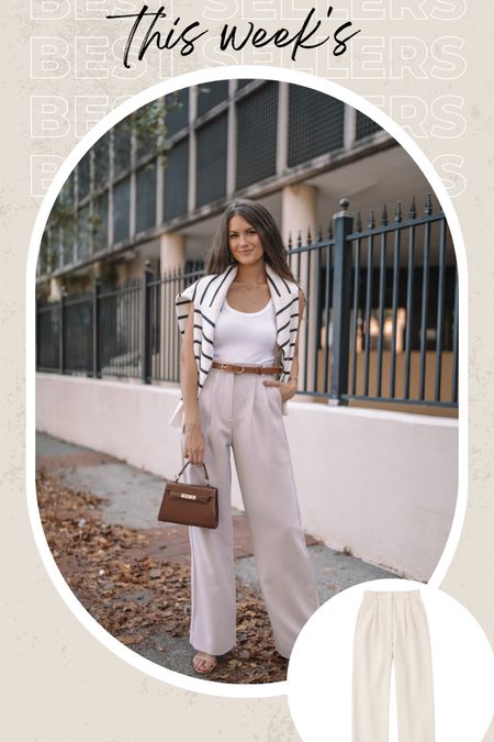 Abercrombie trousers are 20% off with code AFLTK! 
Fall outfit, fall fashion, tailored trousers, striped sweater, white tank

#LTKfindsunder100 #LTKsalealert #LTKSale