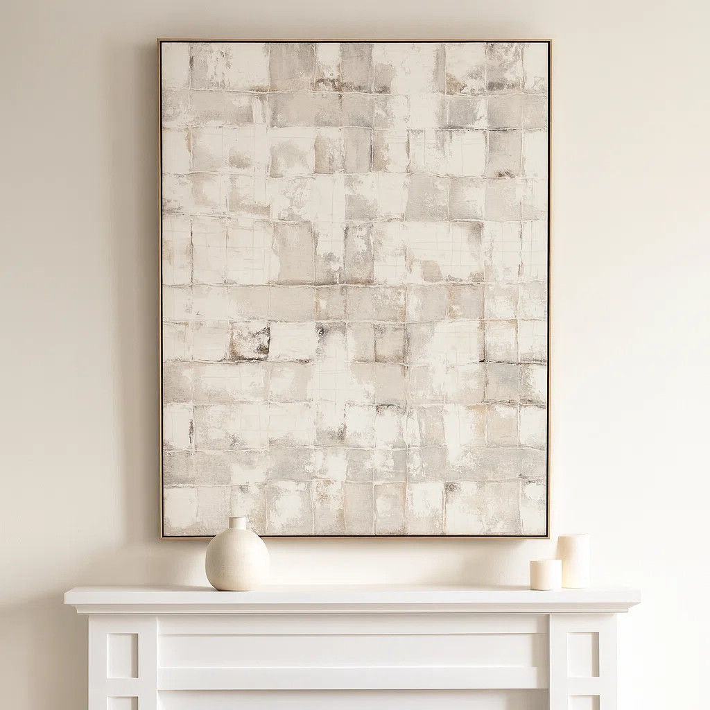 Framed Handpainted Canvas Wall Artwork for Wall Display - Textured Neutral Toned Palette for Home... | Wayfair North America