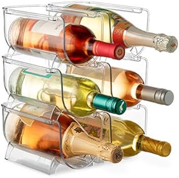 Amazon.com: Set of 6 Wine and Water Bottle Organizer, Stackable Plastic Wine Rack Holder for Pant... | Amazon (US)