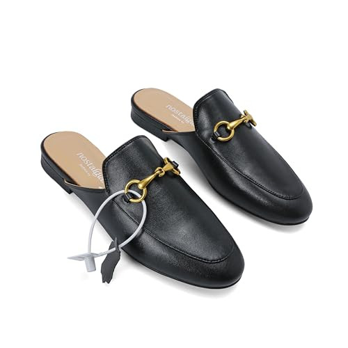 Urbane Genuine Leather Mules with Buckle (Black Matte, US 6) | Amazon (US)