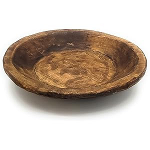 Round Dough Bowl Rustic Wooden Bread Bowl - Bateas - Home Decoration Display Centerpiece Fruit Bowl  | Amazon (US)
