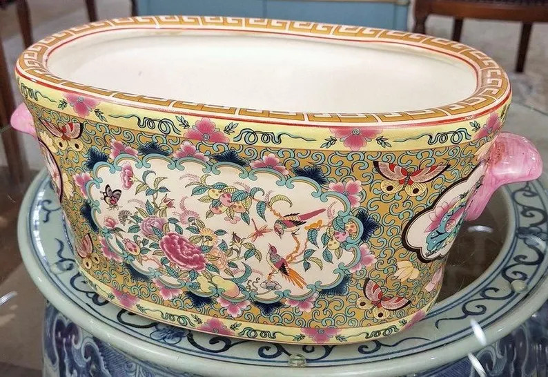 Porcelain Rose Medallion Large  Oval Planter | Etsy (Global)