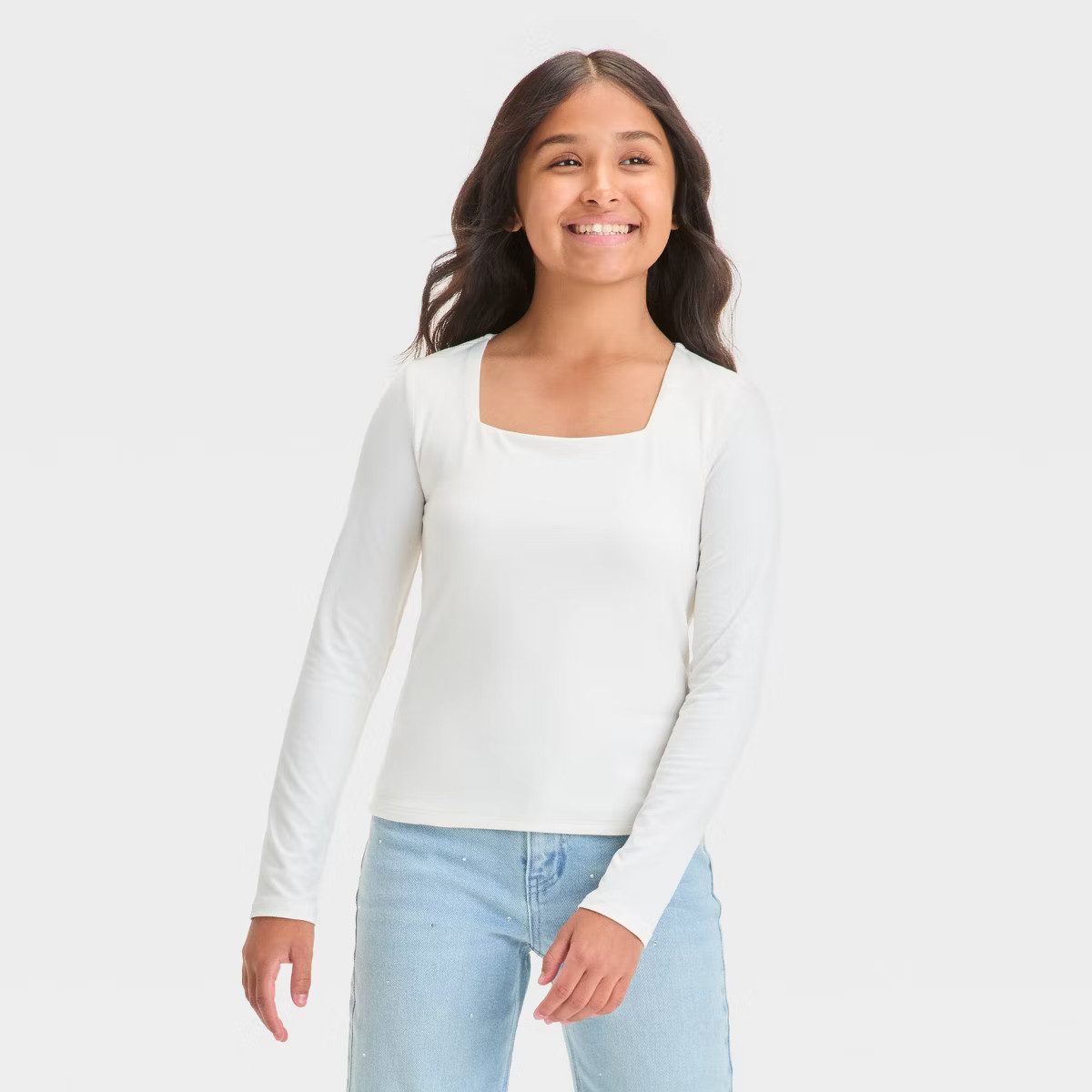 Girls' Long Sleeve Square Neck T-Shirt - art class™ | Target