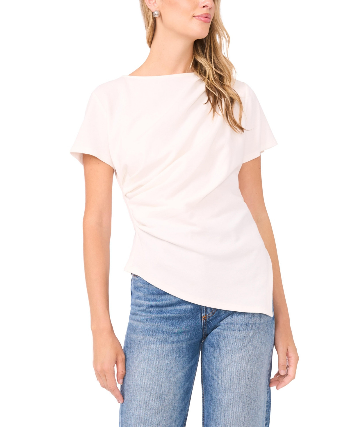 Vince Camuto Women's Short-Sleeve Top - Ultra White | Macy's