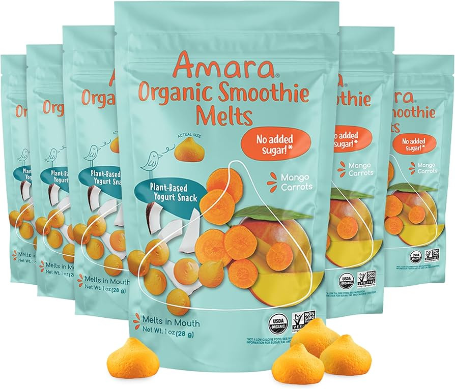 Amara Smoothie Melts - Mango Carrot - Baby Snacks Made With Fruits and Vegetables - Healthy Toddl... | Amazon (US)