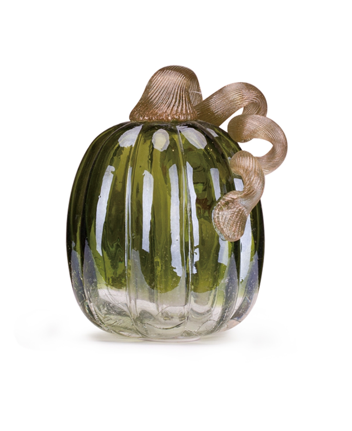 Glitzhome Crackle Glass Pumpkin - Green | Macy's
