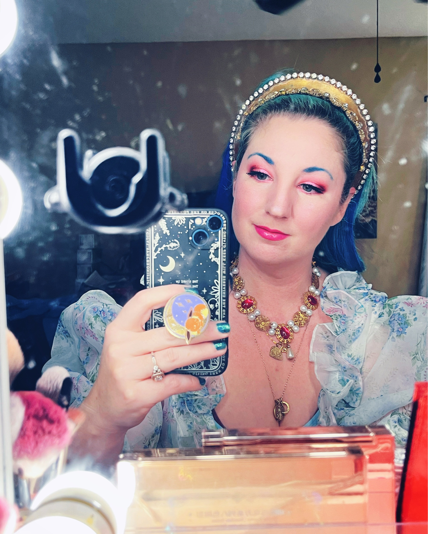 Today’s makeup! 💄 all the pinks! 
Dress if from Selkie. Jewelry Etsy. Headband Epona valley 
And also necklaces with charms inspired. 
#makeuptoday
#dopaminedressing
#makeuplooks

#LTKOver40 #LTKBeauty #LTKFindsUnder100