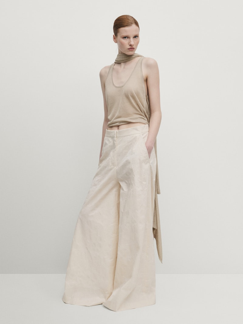 Knit linen blend top | Massimo Dutti UK