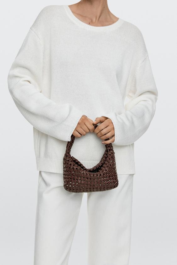 Braided leather mini bag | Zara US