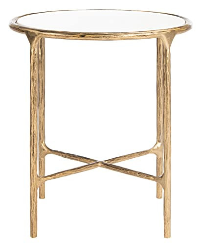 SAFAVIEH Couture Home Collection Jessa Brass Metal/White Marble Top Round End Table (Fully Assembled) | Amazon (US)