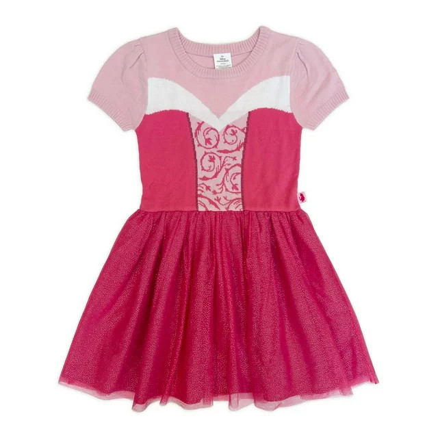 Girls Disney Princess Sleeping Beauty Aurora Cosplay Short Sleeve Sweater Dress, Sizes 4-12 - Wal... | Walmart (US)