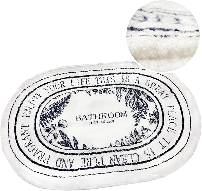 White Bathroom Rugs-Soft Absorbent Cute Bath Mat for Bathroom Floor 16x24inch, Machine Washable N... | Amazon (US)