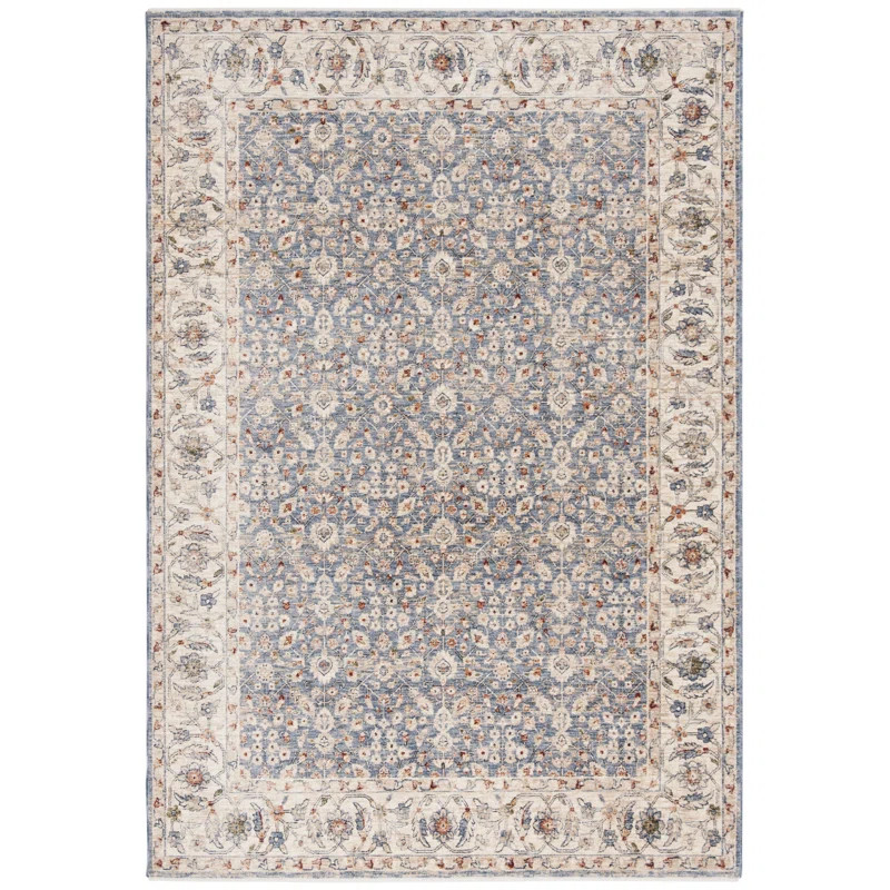 Ralph Lauren Helena Power Loomed, Polyester Pile, Ivory / Blue Area Rug | Wayfair North America