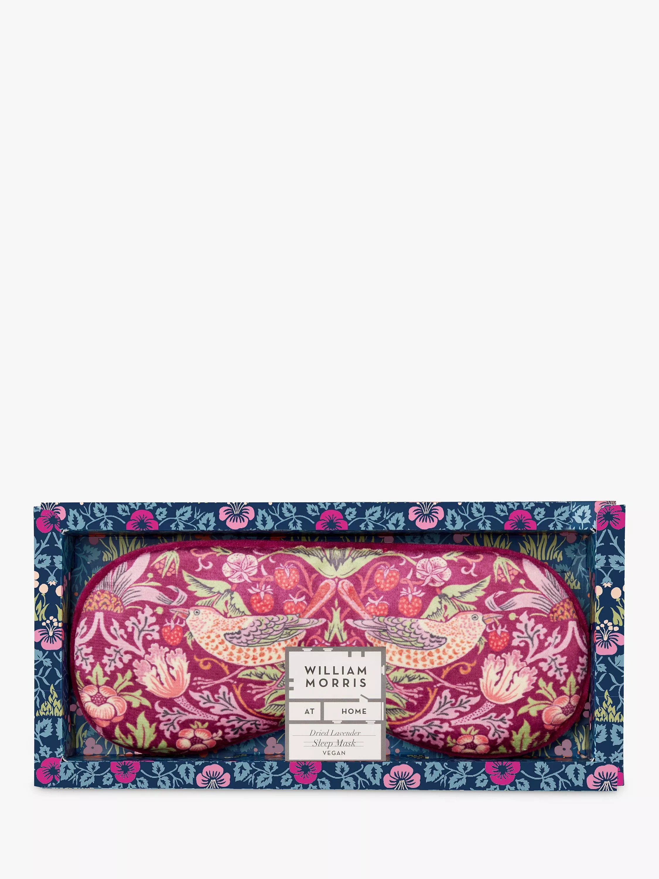 William Morris At Home Strawberry Thief Lavender Velvet Eye Mask | John Lewis (UK)