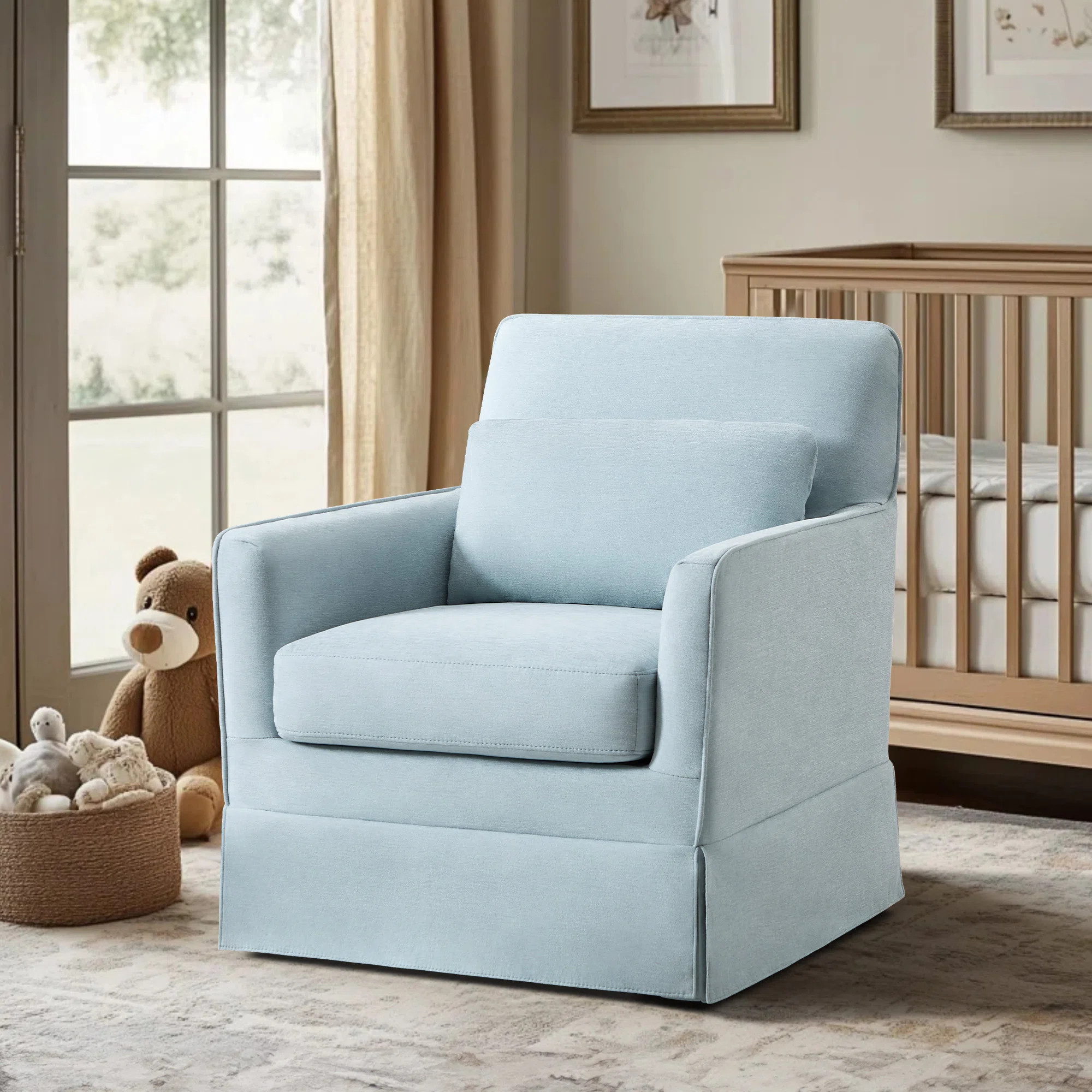 28.7" Wide Contemporary Upholstered 360° Swivel Accent Chair With Lumbar Pillow | Wayfair North America