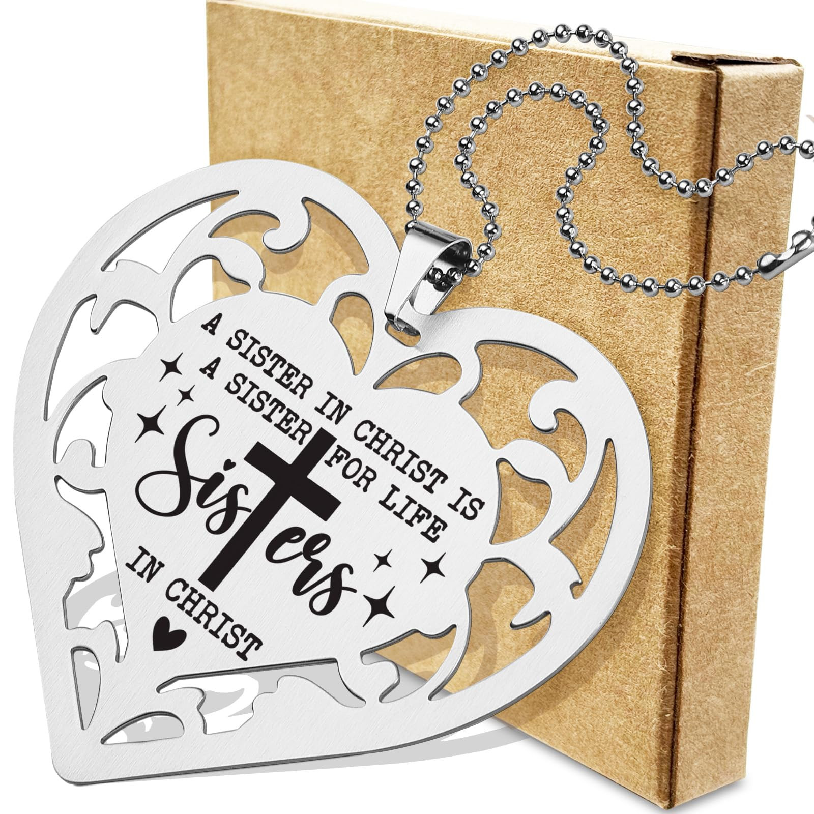 Sisters in Christ Ornament, A Sister in Christ is a Sister for Life, Christian Stainless Steel He... | Amazon (US)
