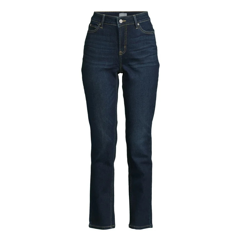 Time and Tru Women’s Mid Rise Straight Leg Jeans, 30" and 28" Inseams, Sizes 0-22 | Walmart (US)