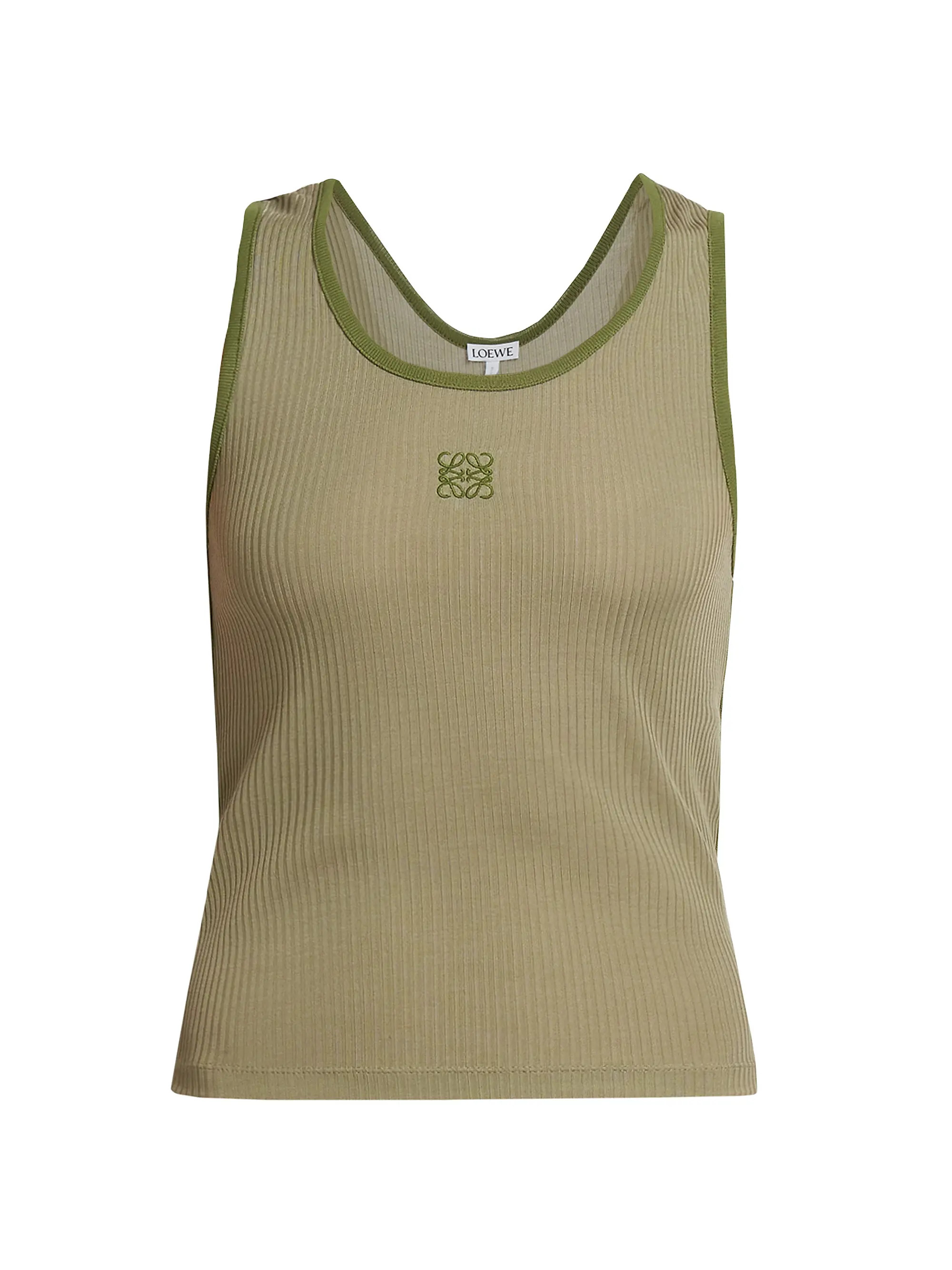 LOEWE Embroidered Logo Silk-Blend Tank Top | Saks Fifth Avenue | Saks Fifth Avenue