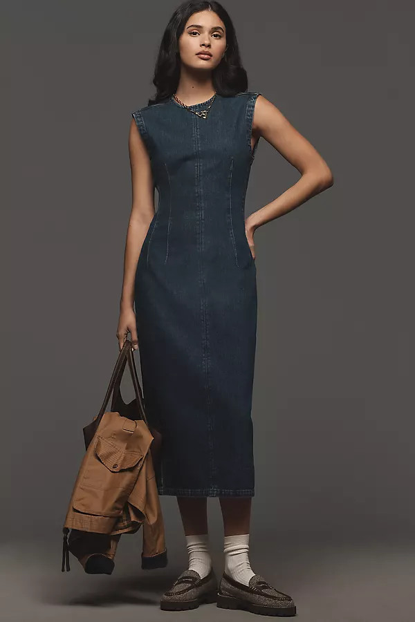 Good American Denim Column Midi Dress | Anthropologie (US)