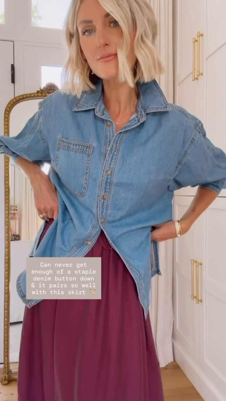 Denim button downs have been one of my go-to tops for months now! Truly a timeless staple that you can style to wear all year round! Wearing S in top & XS in skirt! 

Loverly Grey, Anthropologie, fall outfit, pre fall outfit, denim button down, fall staples, closet staples, capsule wardrobe

#LTKSeasonal