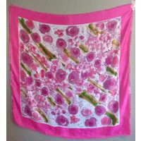 Vintage 1970's Floral Vera Pareo Wrap Scarf - Pink Print Silk Square Pareo/Wrap/Scarf By | Etsy (US)