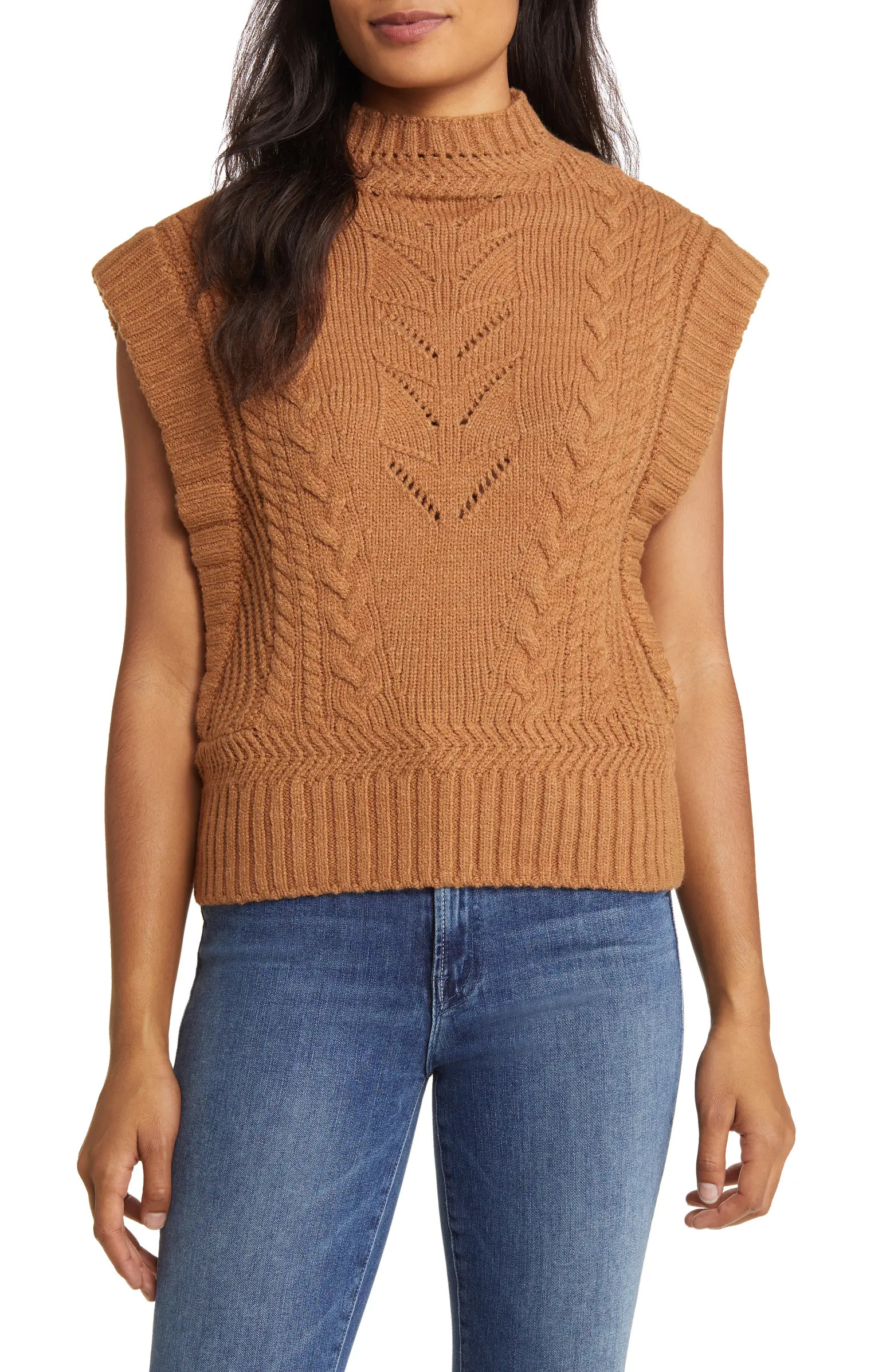 Cable Stitch Mock Neck Sweater Vest | Nordstrom