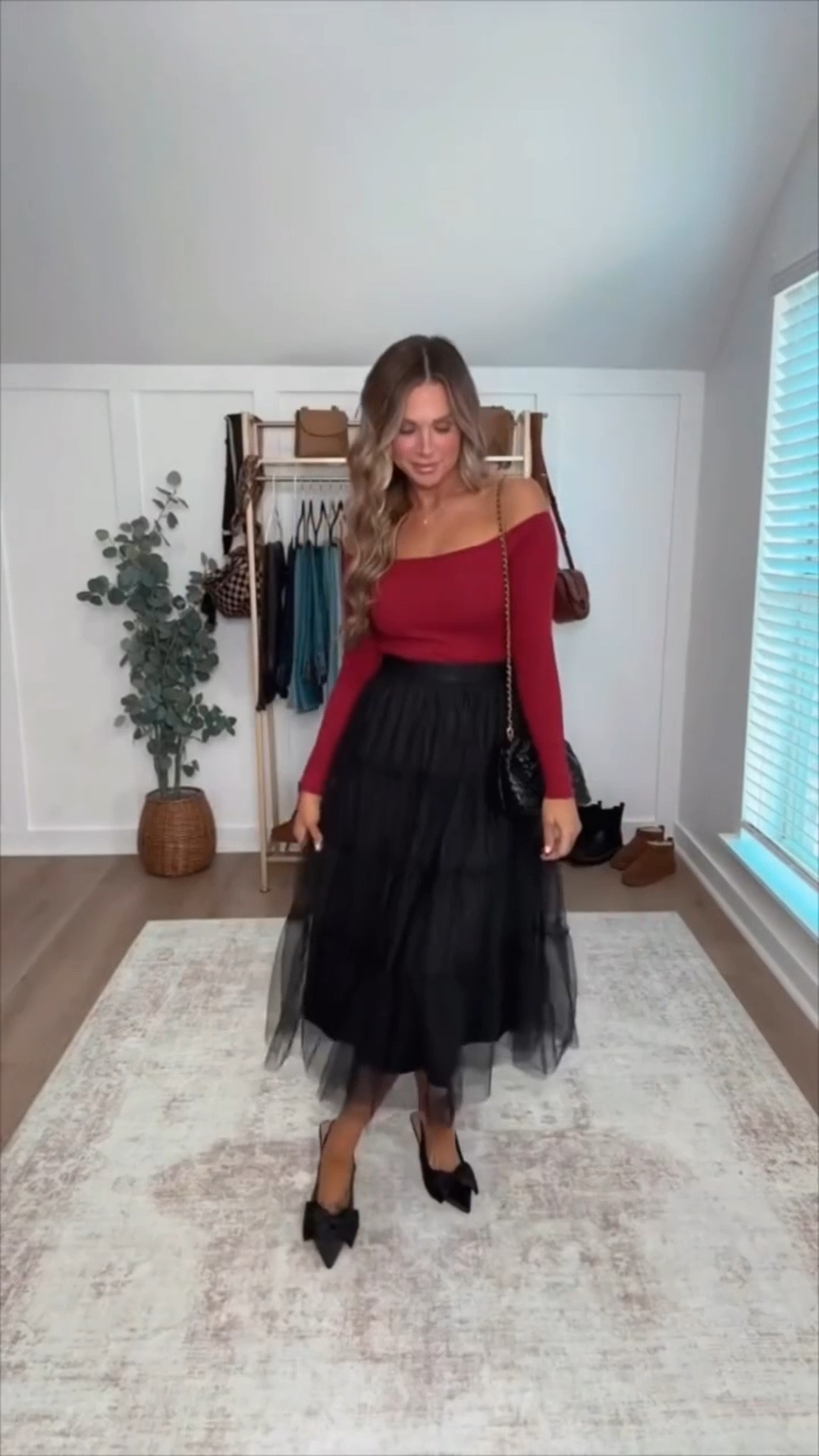 Need a last minute holiday outfit, I’ve got you covered friend! This is one of my favorite tops and I own it in several colors because it’s perfect paired with skirts, jeans or shorts! I styled the red off the shoulder top for this holiday look with my favorite tulle skirt that makes me feel like Carrie Bradshaw in the city! Accessorized with the cutest bow kitten heels and the cutest bag! Also linking a similar skirt  

 #LTKHoliday #LTKSeasonal #LTKFindsUnder100