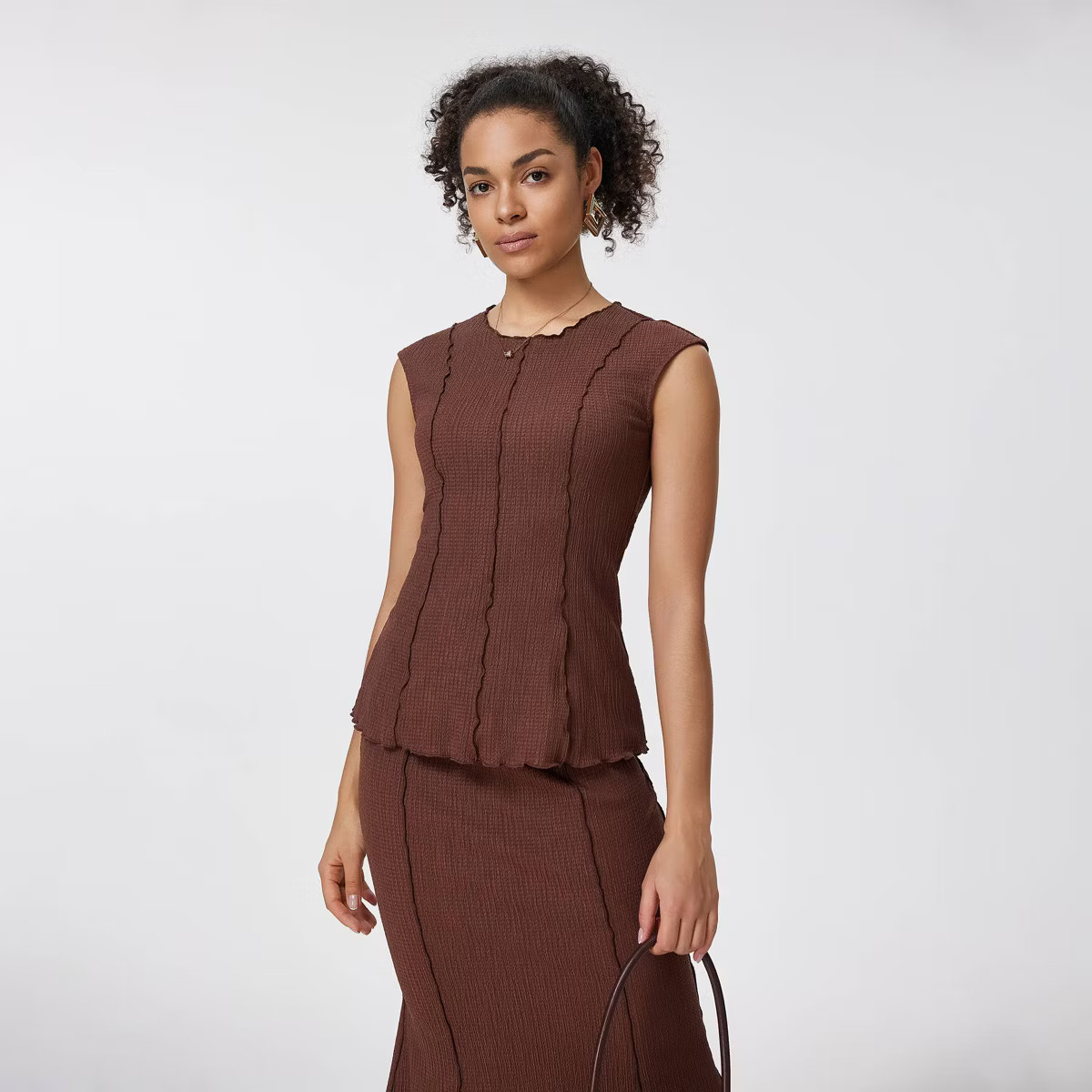 Women's Short Sleeve Textured Blouse - A New Day™ Brown | Target
