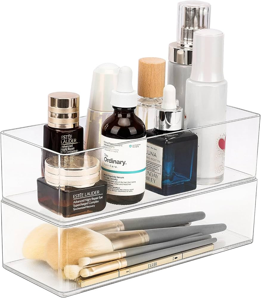 JessLab Acrylic Organizer, 2PK Cube Sections Makeup Organizer for Drawer, Makeup Organizer for Va... | Amazon (US)