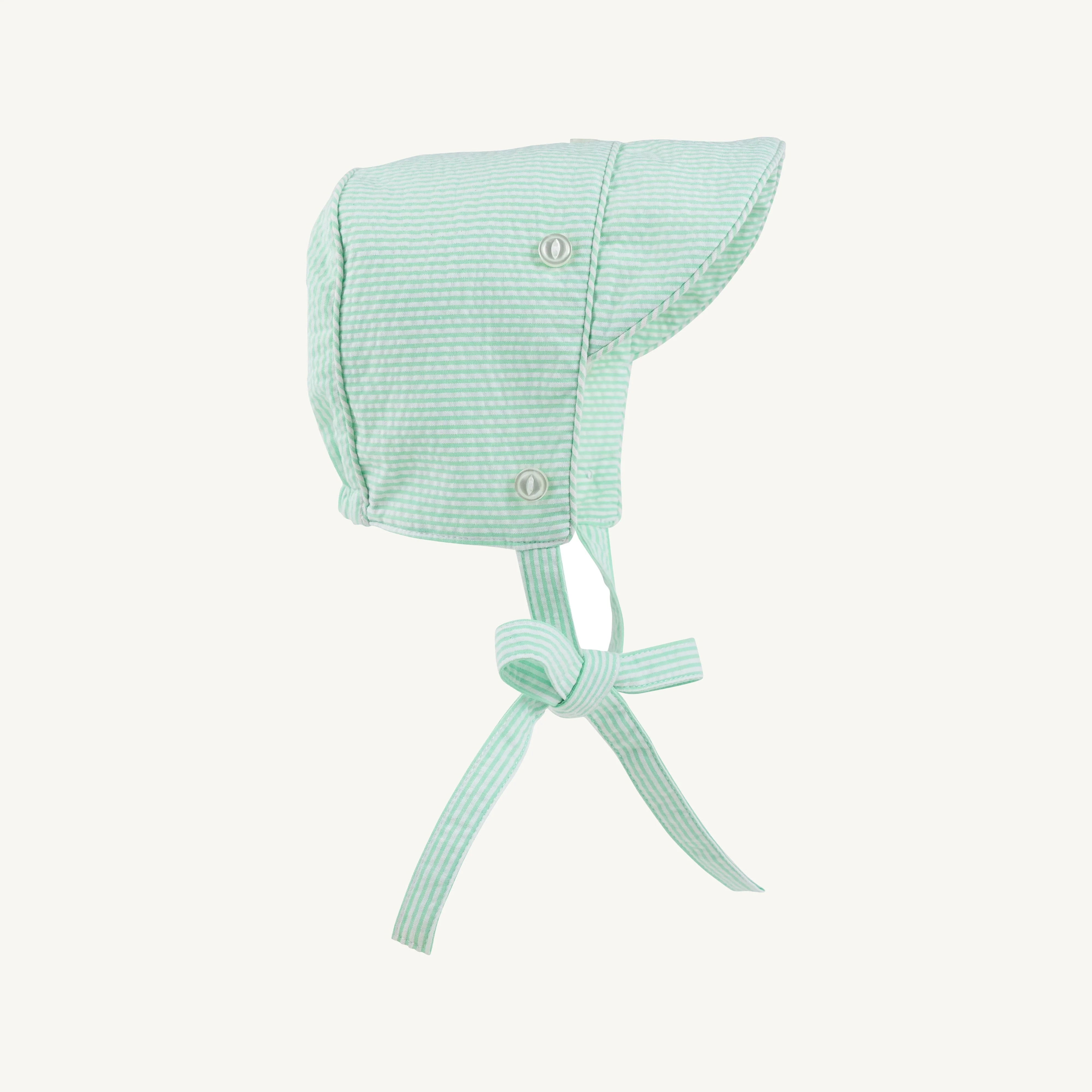 Barringer Bonnet - Grace Bay Green Seersucker with Worth Avenue White | The Beaufort Bonnet Company