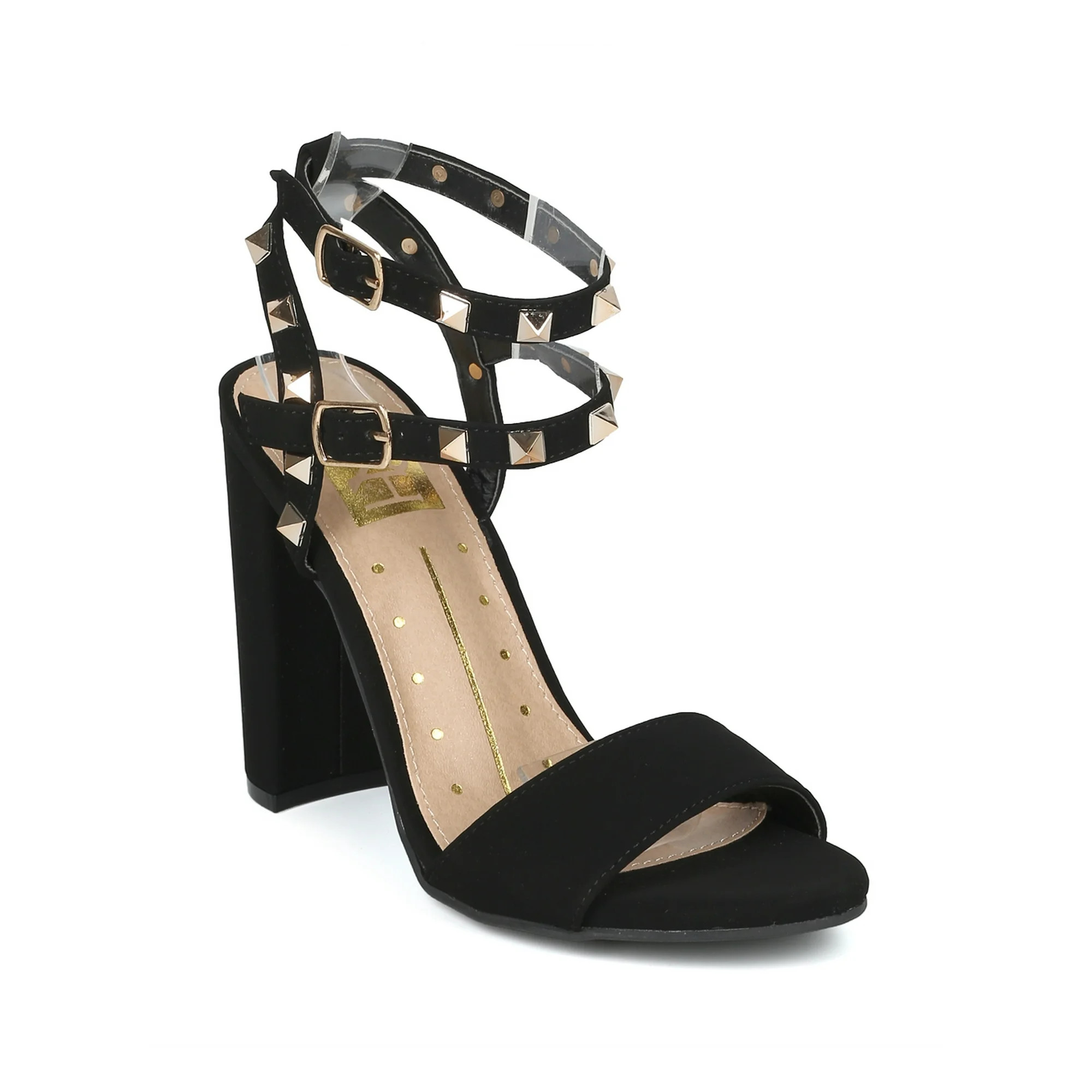 New Women Fahrenheit Becca05 Nubuck Studded Double Ankle Strap Block Heel Sandal | Walmart (US)