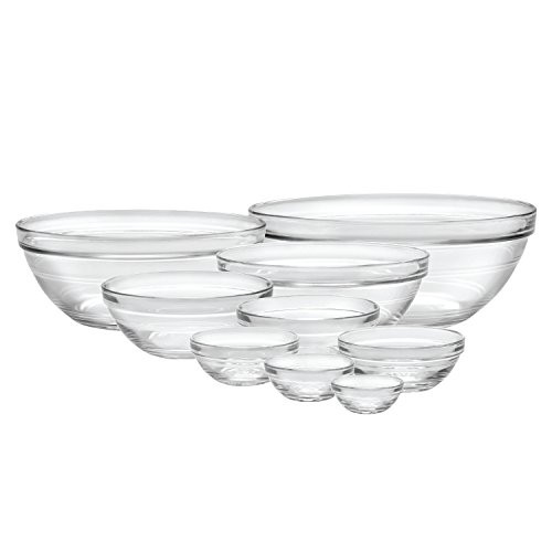 Duralex Made In France Lys Stackable 9-Piece Bowl Set,Clear | Amazon (US)