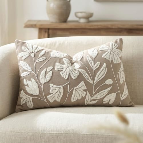 Decorative Lumbar Pillow Cover 12x20, Light Taupe Accent Velvet Throw Pillowcase for Couch Sofa L... | Amazon (US)