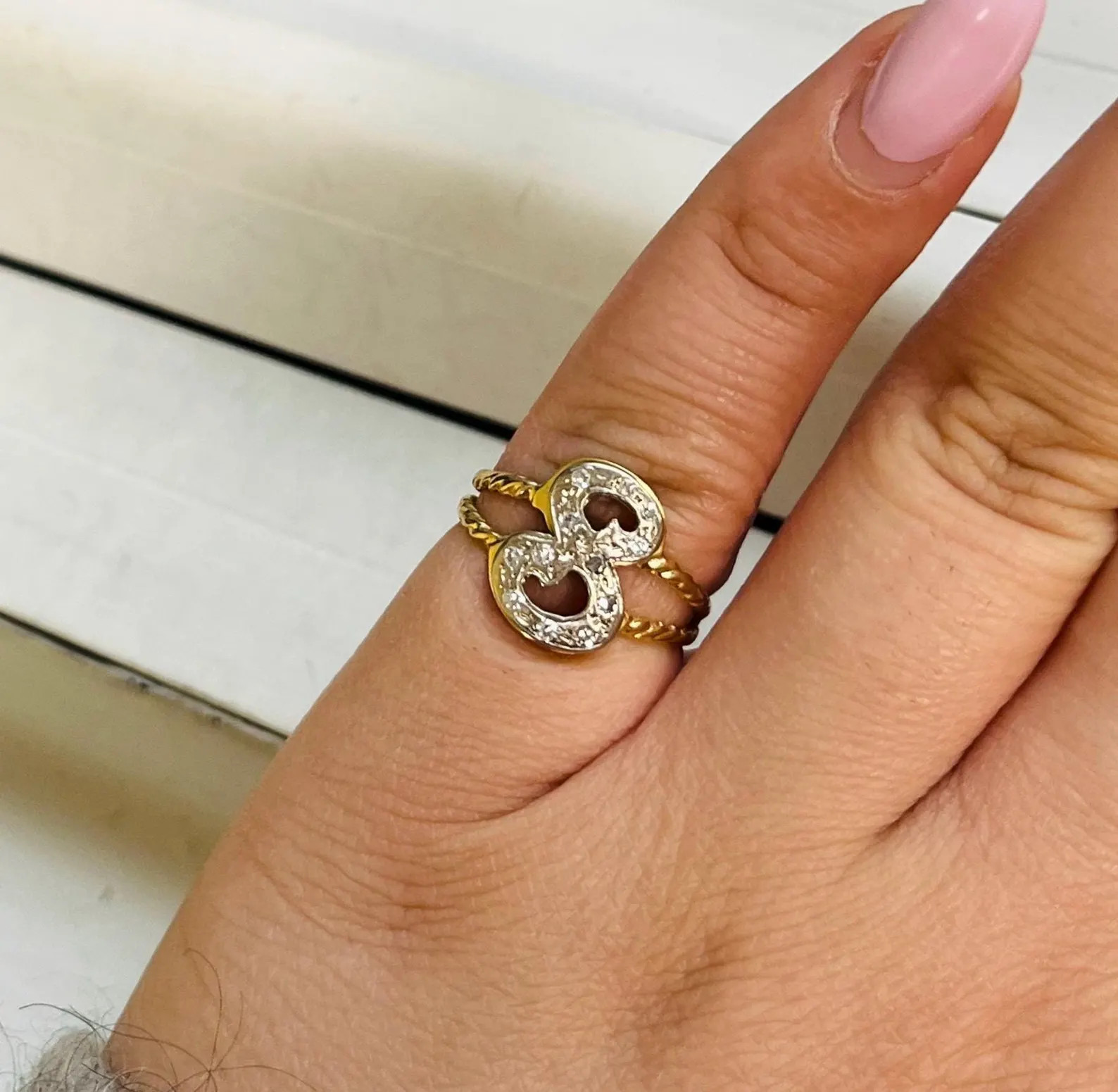 Vintage Retro 14k Gold Letter “S” Initial Ring Set with Diamonds | Etsy (Global)
