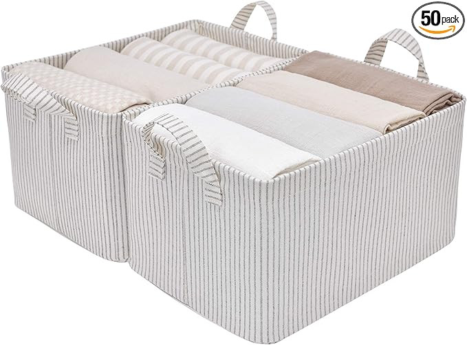 StorageWorks Storage Bins for Shelves with Metal Frame, Fabric Storage Bins, Large, Mixing of Nat... | Amazon (US)