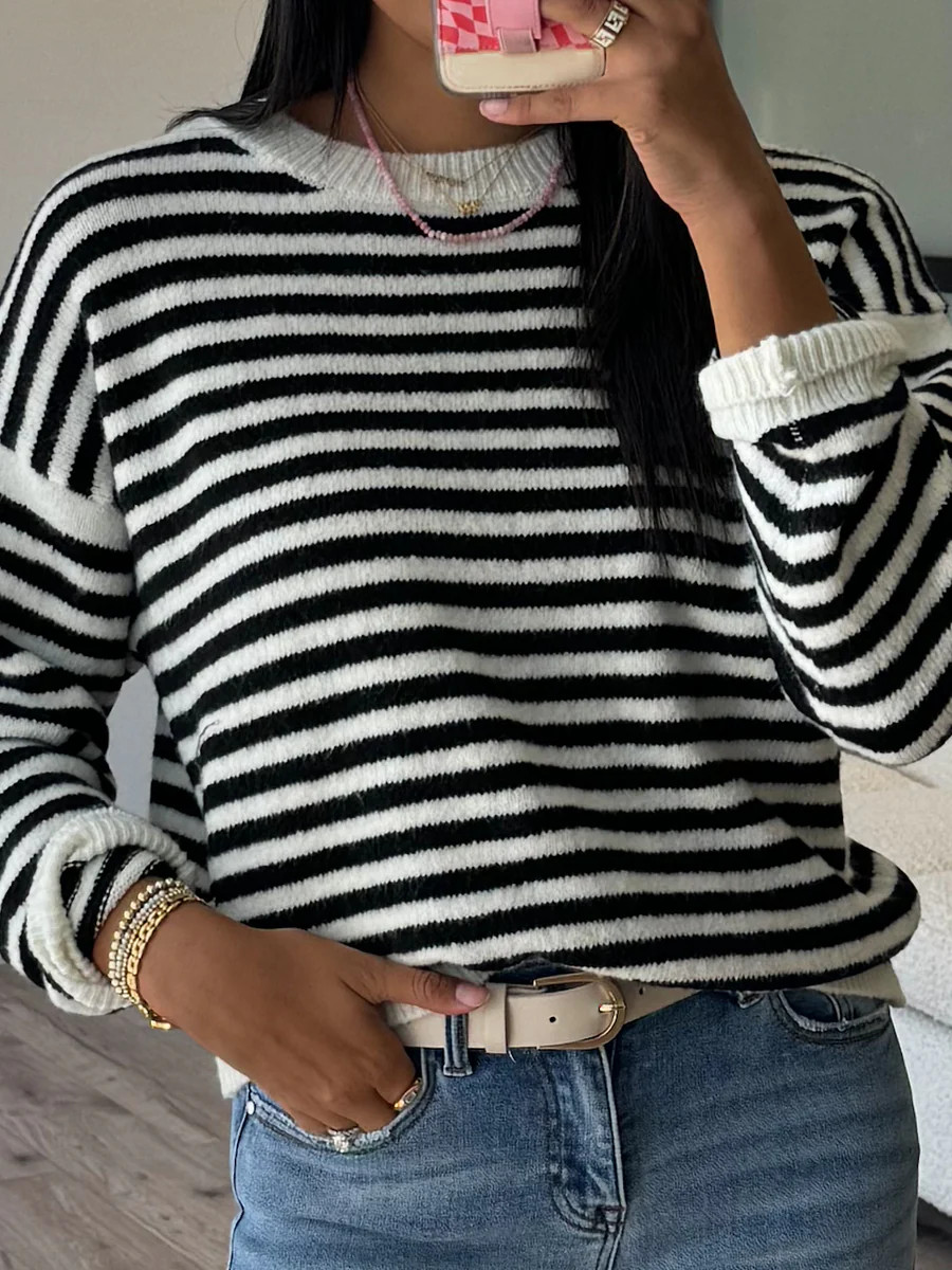 Upstate Stripe Sweater | Black | +Plus Available | Talulah