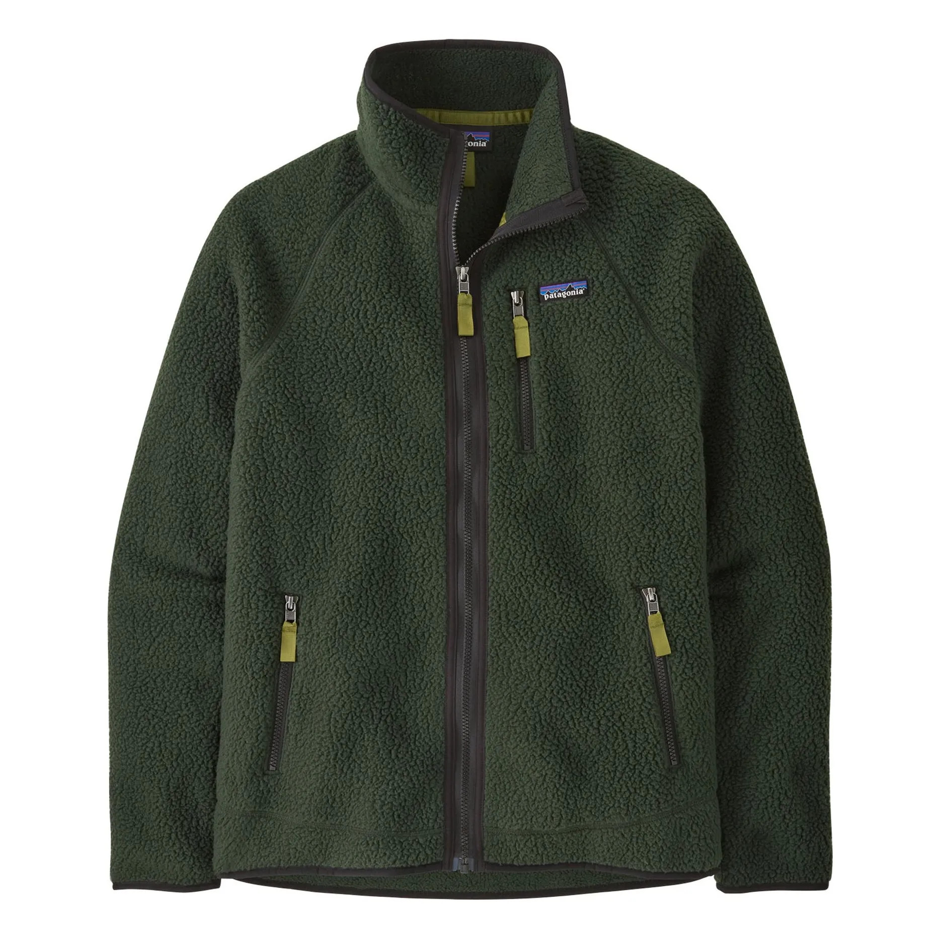 Retro Pile Recycling-Faser Fleece-Jacke | Dunkelgrün | Smallable