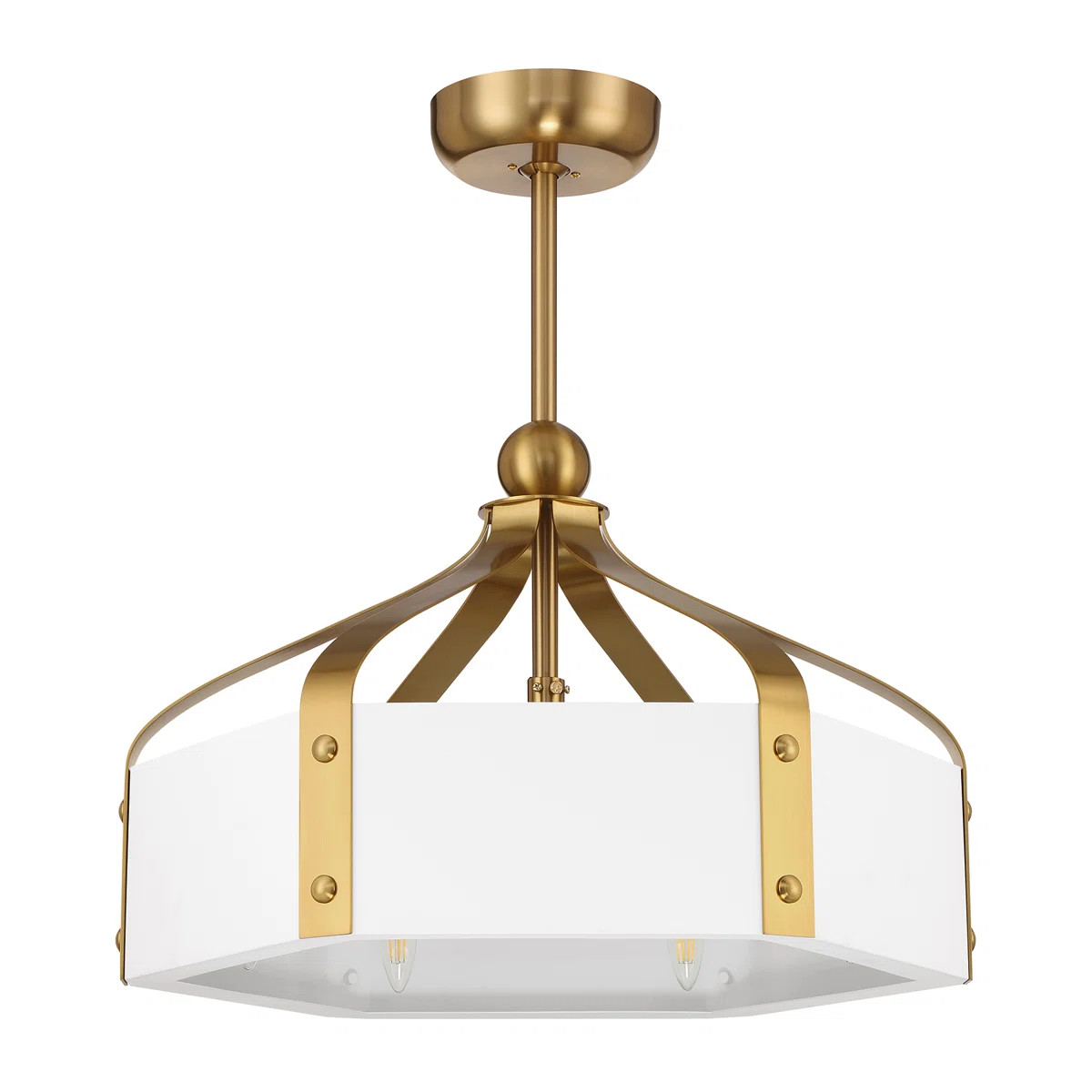Kenmore 26" 6-Light Fandelier in White with Warm Brass Accents with Remote Control | Wayfair North America