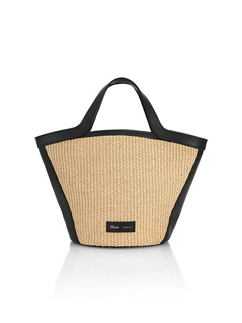 Khaite Nora Raffia &amp; Leather Small Tote | Saks Fifth Avenue