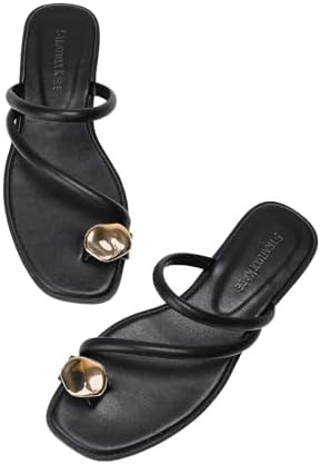 Women's Toe Ring Thong Sandals Open Toe Slide Flat Sandals Casual Summer Flip Flop Flat Sandals |... | Amazon (US)